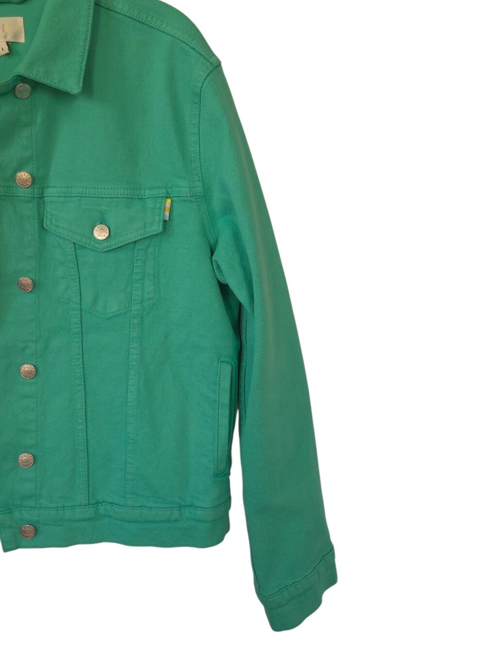 Rails The Mulholland Emerald Green Denim Trucker Jacket Size L Color Pop - Picture 10 of 11